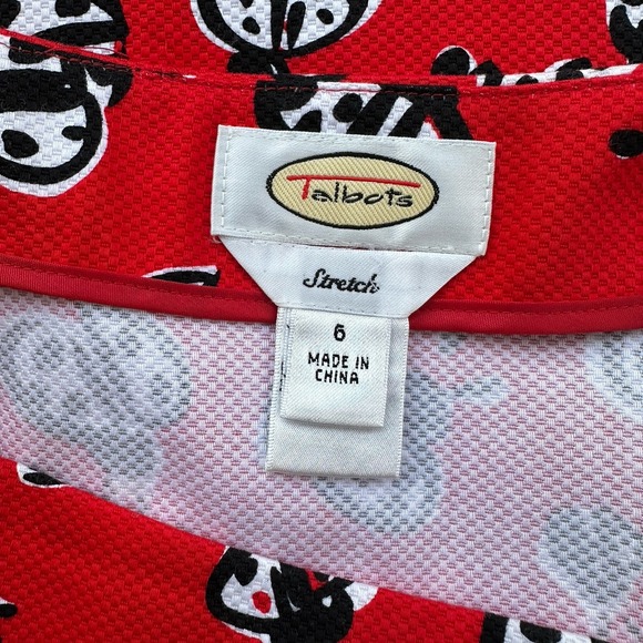 Talbots Stretch Midi Skirt  A-Line Women's‎ Size 6 Red Black Ladybug Print EUC - Picture 5 of 9